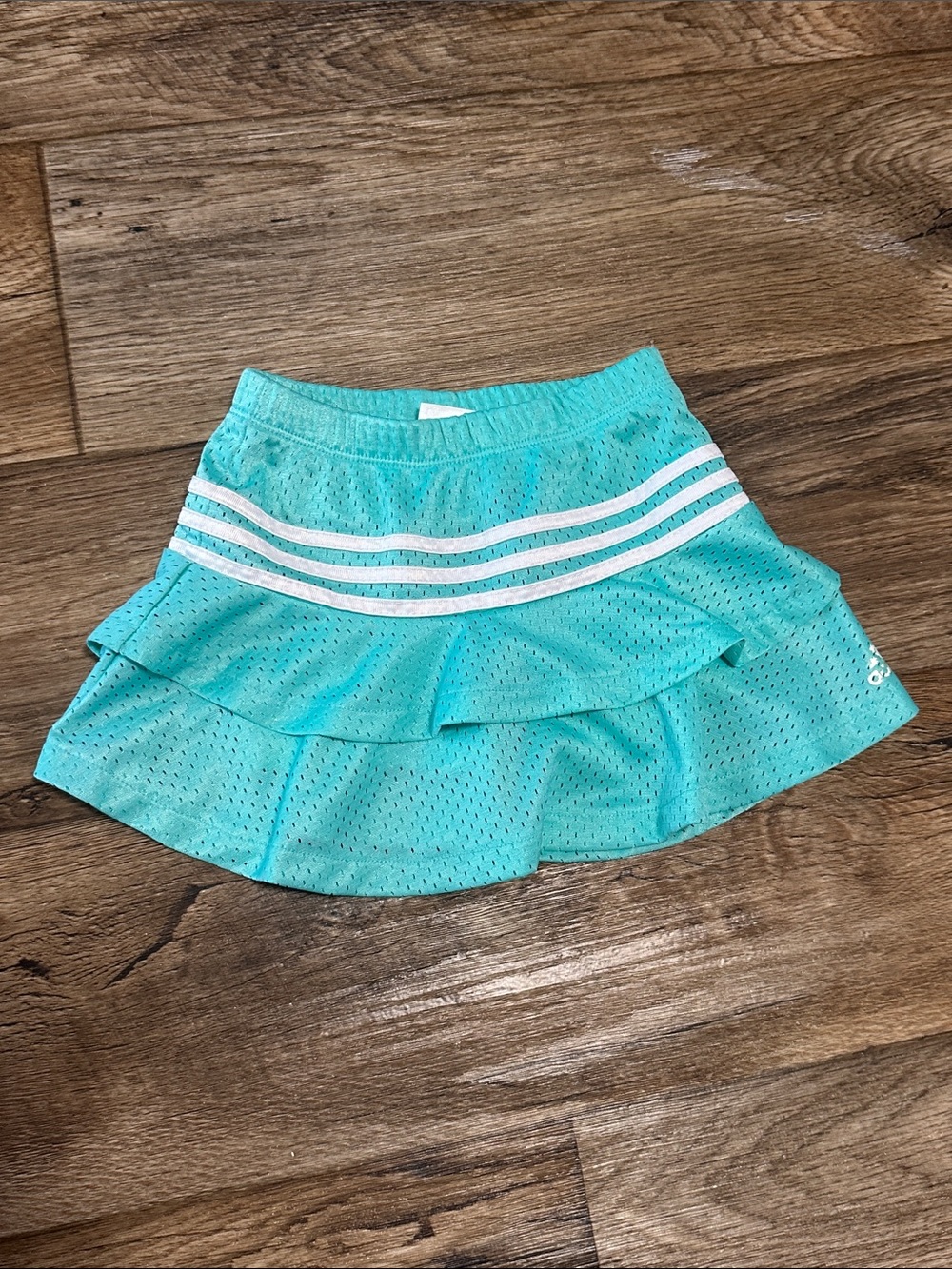 adidas Aqua Ruffled Athletic Skort with White Stripe Detail
